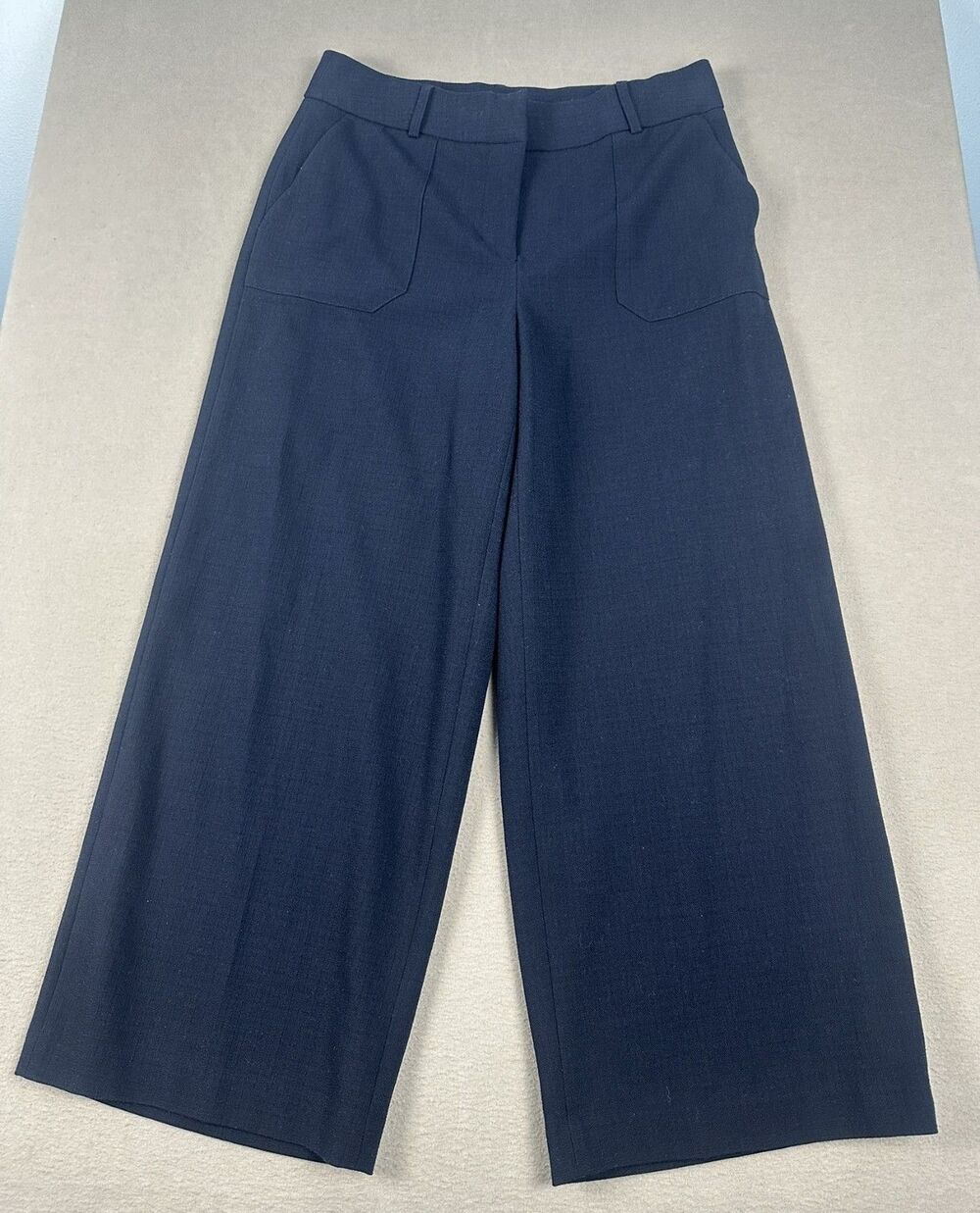 Amanda & Chelsea Navy Wide Leg Crop Pants Sz 8 Career Workwear Office Siren
